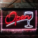 ADVPRO Open Bar Cocktails Glass Beer Wine Dual Color LED Neon Sign st6-i0536 - White & Red