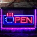 ADVPRO Open Hot Drink Coffee Cup Illuminated Dual Color LED Neon Sign st6-i0537 - Blue & Red