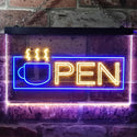 ADVPRO Open Hot Drink Coffee Cup Illuminated Dual Color LED Neon Sign st6-i0537 - Blue & Yellow