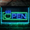 ADVPRO Open Hot Drink Coffee Cup Illuminated Dual Color LED Neon Sign st6-i0537 - Green & Blue