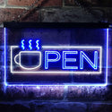 ADVPRO Open Hot Drink Coffee Cup Illuminated Dual Color LED Neon Sign st6-i0537 - White & Blue