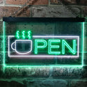 ADVPRO Open Hot Drink Coffee Cup Illuminated Dual Color LED Neon Sign st6-i0537 - White & Green