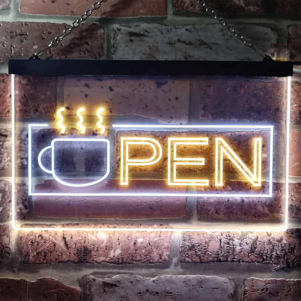 ADVPRO Open Hot Drink Coffee Cup Illuminated Dual Color LED Neon Sign st6-i0537 - White & Yellow