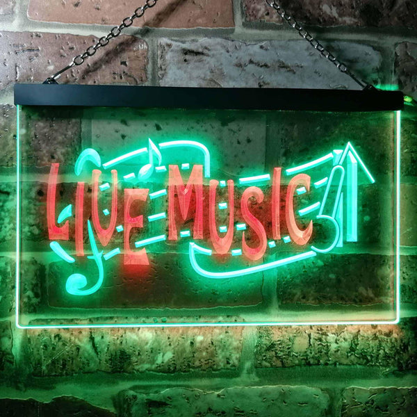 ADVPRO Live Music Bar Pub Club Illuminated Dual Color LED Neon Sign st6-i0546 - Green & Red