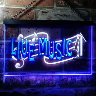 ADVPRO Live Music Bar Pub Club Illuminated Dual Color LED Neon Sign st6-i0546 - White & Blue