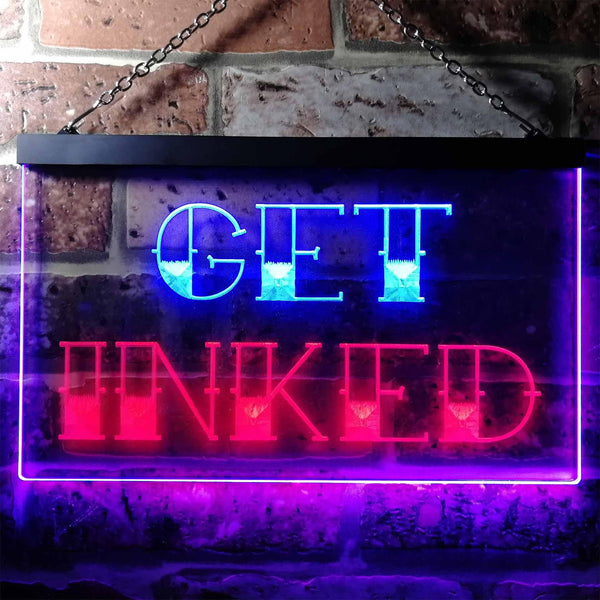 ADVPRO Get Inked Tattoo Piercing Dual Color LED Neon Sign st6-i0548 - Blue & Red