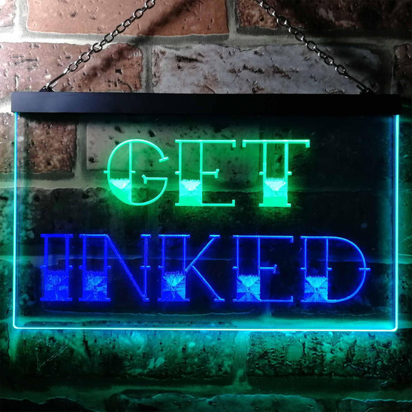 ADVPRO Get Inked Tattoo Piercing Dual Color LED Neon Sign st6-i0548 - Green & Blue