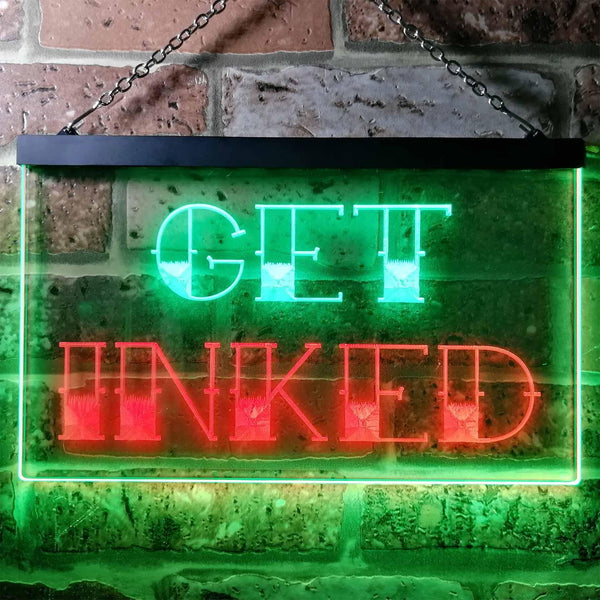 ADVPRO Get Inked Tattoo Piercing Dual Color LED Neon Sign st6-i0548 - Green & Red