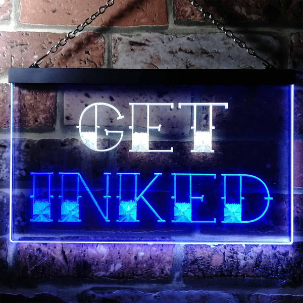 ADVPRO Get Inked Tattoo Piercing Dual Color LED Neon Sign st6-i0548 - White & Blue