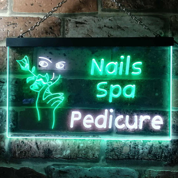 ADVPRO Nail Spa Pedicure Illuminated Dual Color LED Neon Sign st6-i0554 - White & Green