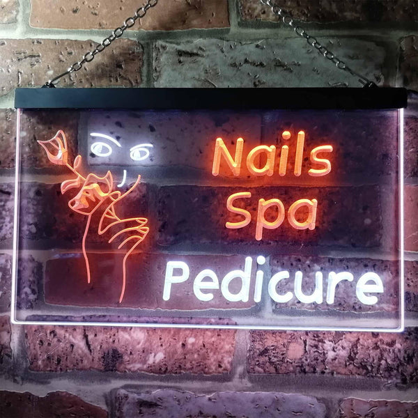 ADVPRO Nail Spa Pedicure Illuminated Dual Color LED Neon Sign st6-i0554 - White & Orange