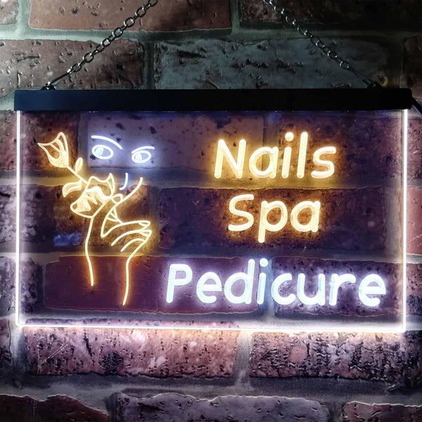 ADVPRO Nail Spa Pedicure Illuminated Dual Color LED Neon Sign st6-i0554 - White & Yellow
