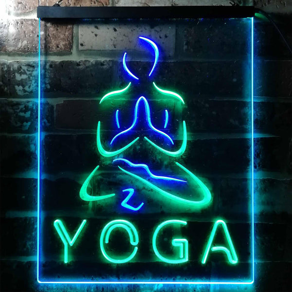 ADVPRO Hot Yoga  Dual Color LED Neon Sign st6-i0557 - Green & Blue