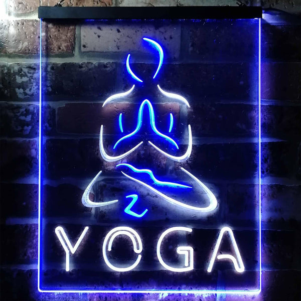 ADVPRO Hot Yoga  Dual Color LED Neon Sign st6-i0557 - White & Blue