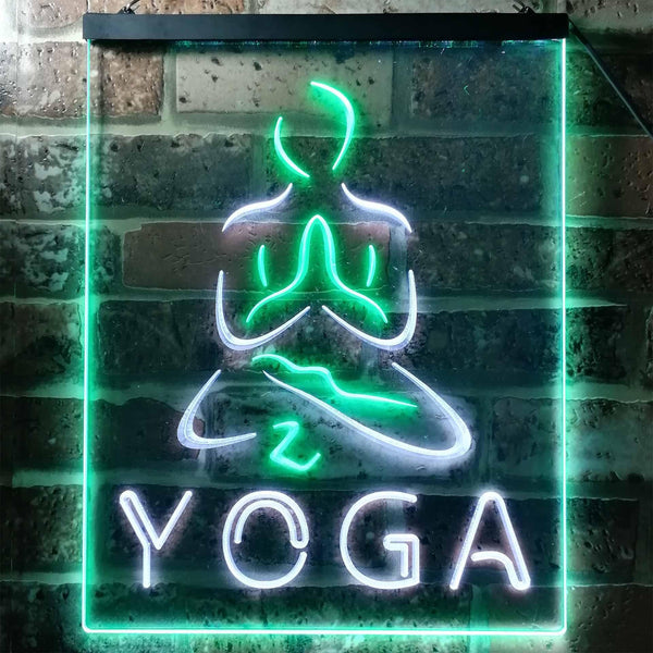 ADVPRO Hot Yoga  Dual Color LED Neon Sign st6-i0557 - White & Green