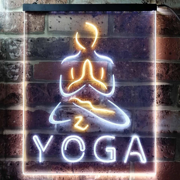 ADVPRO Hot Yoga  Dual Color LED Neon Sign st6-i0557 - White & Yellow