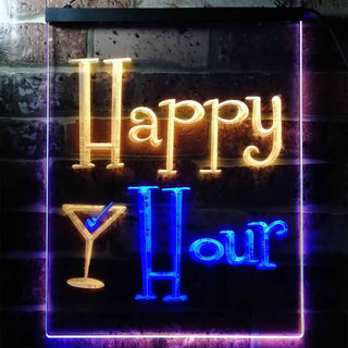 ADVPRO Happy Hour Cocktails Bar  Dual Color LED Neon Sign st6-i0558 - Blue & Yellow