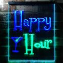 ADVPRO Happy Hour Cocktails Bar  Dual Color LED Neon Sign st6-i0558 - Green & Blue