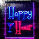 ADVPRO Happy Hour Cocktails Bar  Dual Color LED Neon Sign st6-i0558 - Red & Blue