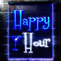 ADVPRO Happy Hour Cocktails Bar  Dual Color LED Neon Sign st6-i0558 - White & Blue