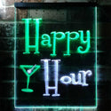 ADVPRO Happy Hour Cocktails Bar  Dual Color LED Neon Sign st6-i0558 - White & Green