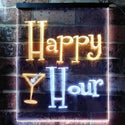 ADVPRO Happy Hour Cocktails Bar  Dual Color LED Neon Sign st6-i0558 - White & Yellow