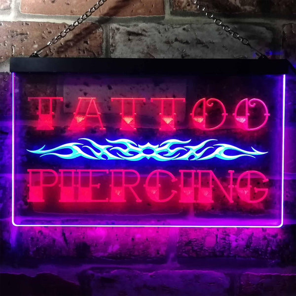 ADVPRO Tattoo Piercing Illuminated Dual Color LED Neon Sign st6-i0559 - Blue & Red
