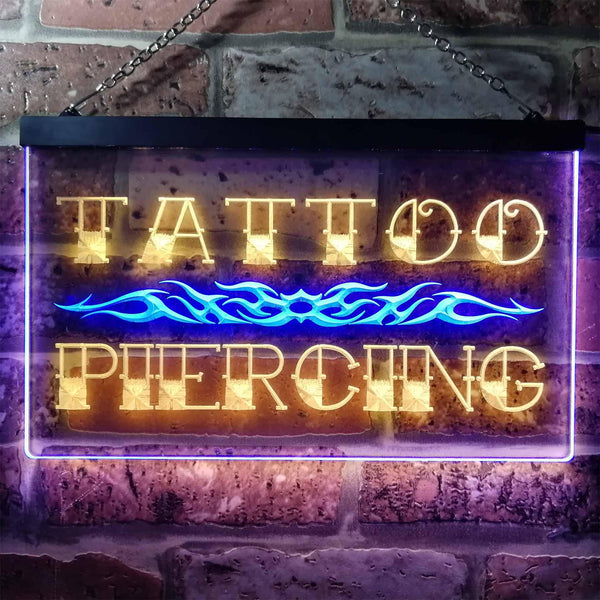 ADVPRO Tattoo Piercing Illuminated Dual Color LED Neon Sign st6-i0559 - Blue & Yellow
