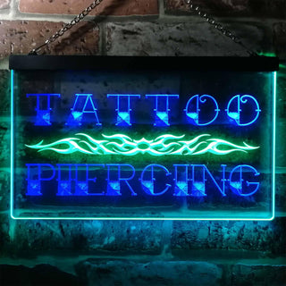 ADVPRO Tattoo Piercing Illuminated Dual Color LED Neon Sign st6-i0559 - Green & Blue
