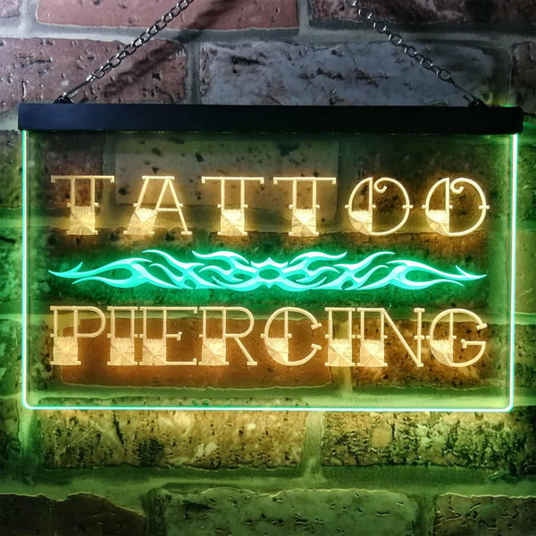 ADVPRO Tattoo Piercing Illuminated Dual Color LED Neon Sign st6-i0559 - Green & Yellow