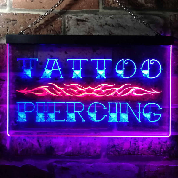 ADVPRO Tattoo Piercing Illuminated Dual Color LED Neon Sign st6-i0559 - Red & Blue