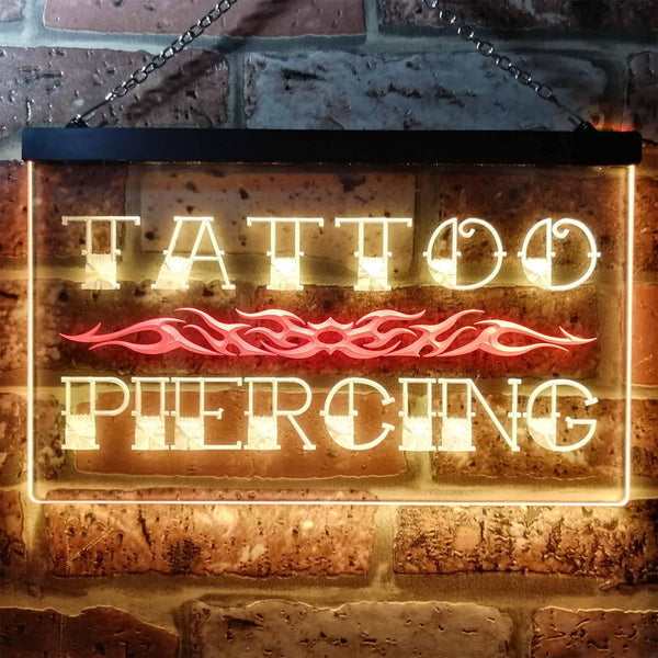 ADVPRO Tattoo Piercing Illuminated Dual Color LED Neon Sign st6-i0559 - Red & Yellow