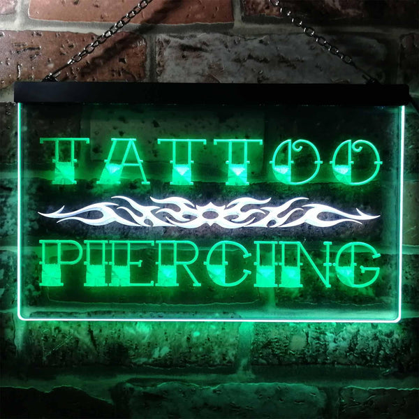 ADVPRO Tattoo Piercing Illuminated Dual Color LED Neon Sign st6-i0559 - White & Green