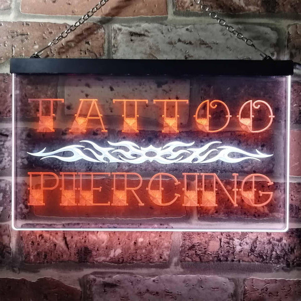 ADVPRO Tattoo Piercing Illuminated Dual Color LED Neon Sign st6-i0559 - White & Orange