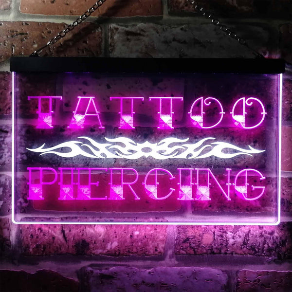 ADVPRO Tattoo Piercing Illuminated Dual Color LED Neon Sign st6-i0559 - White & Purple