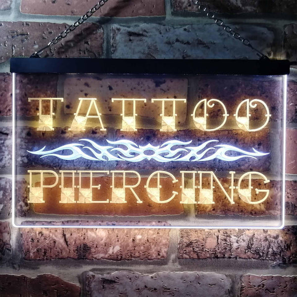 ADVPRO Tattoo Piercing Illuminated Dual Color LED Neon Sign st6-i0559 - White & Yellow