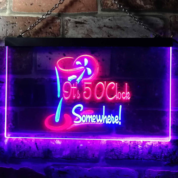 ADVPRO It's 5 O'clock Somewhere Bar Illuminated Dual Color LED Neon Sign st6-i0560 - Blue & Red