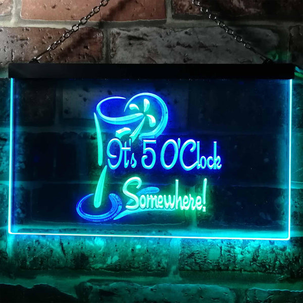 ADVPRO It's 5 O'clock Somewhere Bar Illuminated Dual Color LED Neon Sign st6-i0560 - Green & Blue