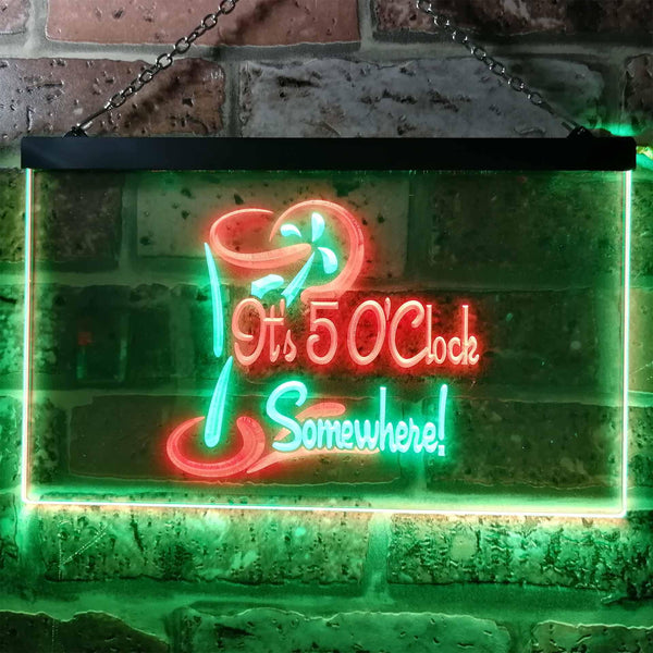 ADVPRO It's 5 O'clock Somewhere Bar Illuminated Dual Color LED Neon Sign st6-i0560 - Green & Red