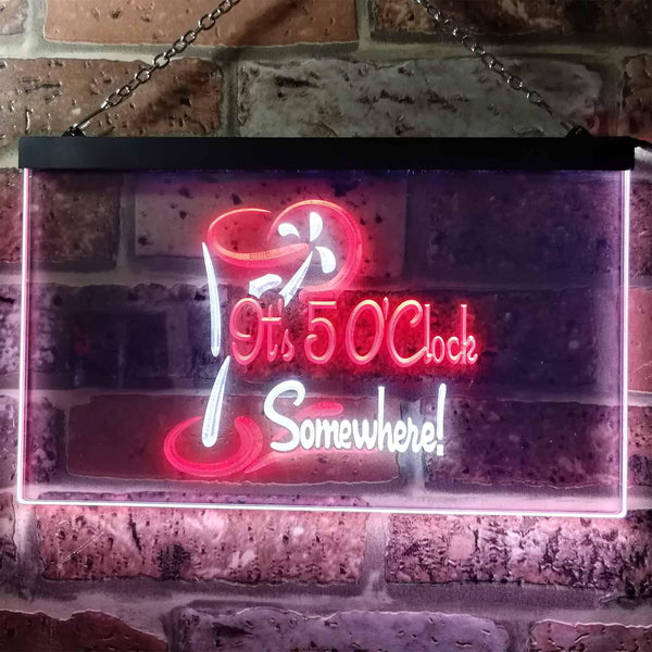 ADVPRO It's 5 O'clock Somewhere Bar Illuminated Dual Color LED Neon Sign st6-i0560 - White & Red