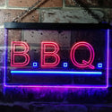 ADVPRO B.B.Q. Barbecue Display Illuminated Dual Color LED Neon Sign st6-i0566 - Blue & Red