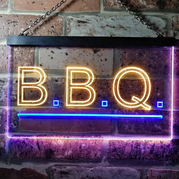 ADVPRO B.B.Q. Barbecue Display Illuminated Dual Color LED Neon Sign st6-i0566 - Blue & Yellow