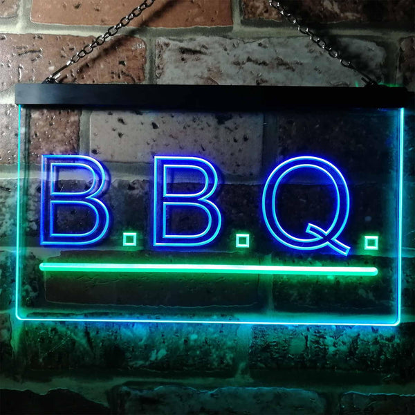 ADVPRO B.B.Q. Barbecue Display Illuminated Dual Color LED Neon Sign st6-i0566 - Green & Blue