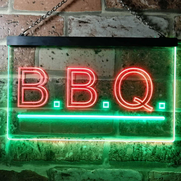 ADVPRO B.B.Q. Barbecue Display Illuminated Dual Color LED Neon Sign st6-i0566 - Green & Red