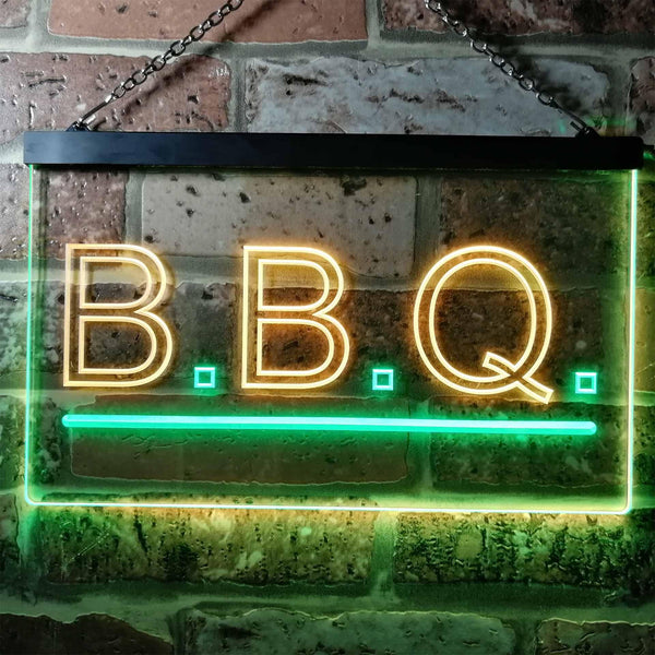 ADVPRO B.B.Q. Barbecue Display Illuminated Dual Color LED Neon Sign st6-i0566 - Green & Yellow