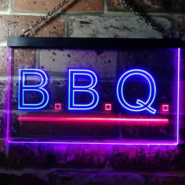 ADVPRO B.B.Q. Barbecue Display Illuminated Dual Color LED Neon Sign st6-i0566 - Red & Blue