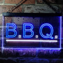 ADVPRO B.B.Q. Barbecue Display Illuminated Dual Color LED Neon Sign st6-i0566 - White & Blue