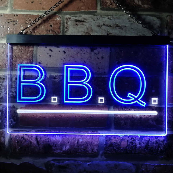 ADVPRO B.B.Q. Barbecue Display Illuminated Dual Color LED Neon Sign st6-i0566 - White & Blue