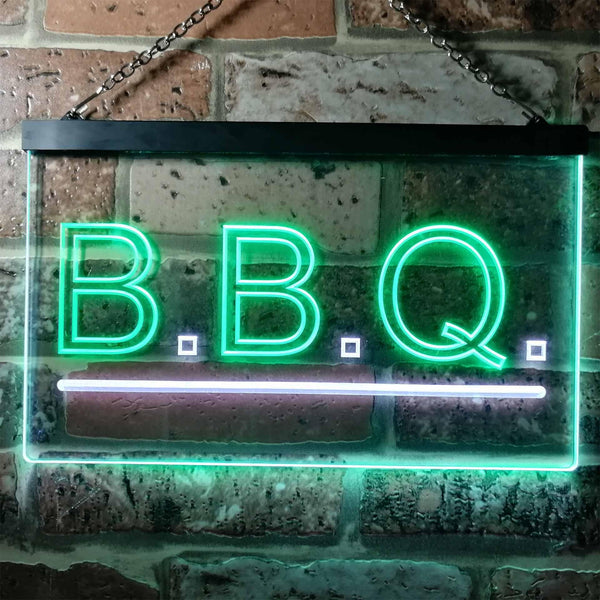 ADVPRO B.B.Q. Barbecue Display Illuminated Dual Color LED Neon Sign st6-i0566 - White & Green