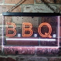 ADVPRO B.B.Q. Barbecue Display Illuminated Dual Color LED Neon Sign st6-i0566 - White & Orange